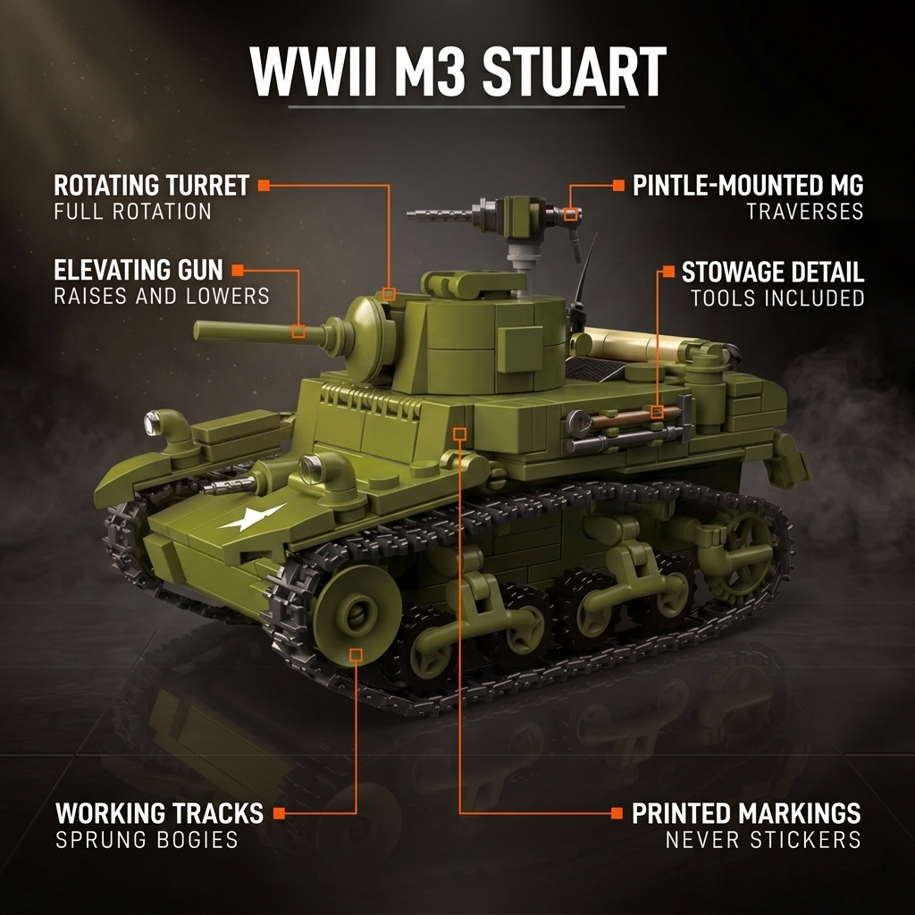 M3A1 Stuart - 579 PCS | WW2 Tank